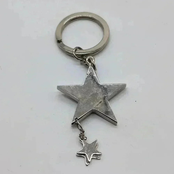 Vintage 3 Star Silver Tone Key ring - Picture 3 of 4